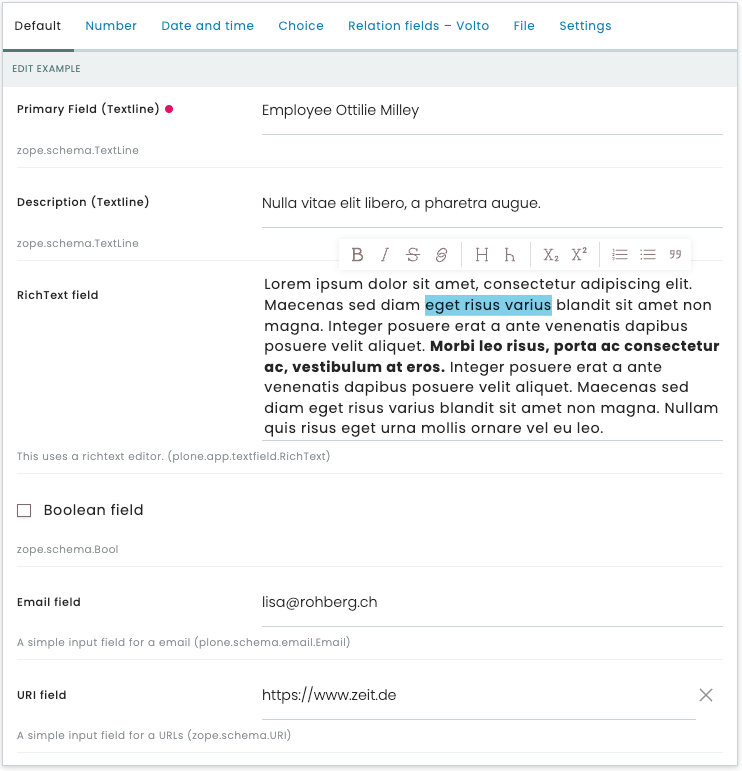 Default fields