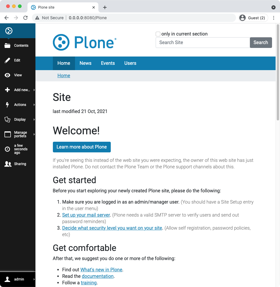 New Plone instance.