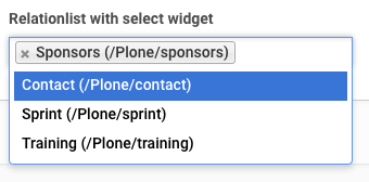 RelationList with select widget